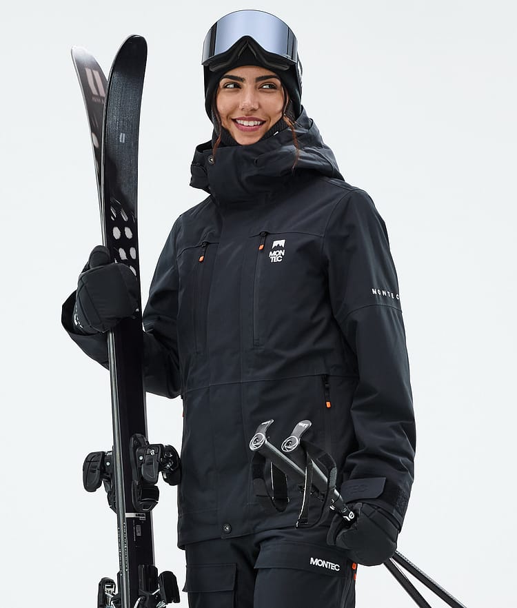 Performance Ready: Black Ski Suit with Orange Accents — Snow Day Outfits