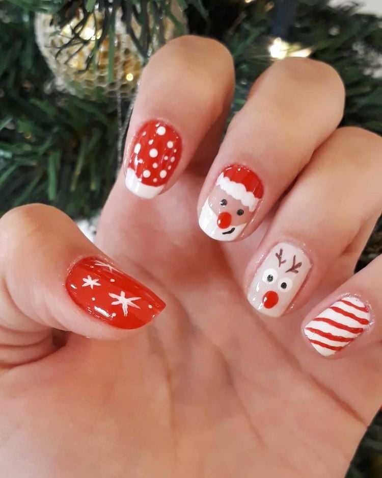 Red White Beige Black Green Visual Idea Red White Beige Black Green Visual Idea β Christmas Nails for Teens 2026