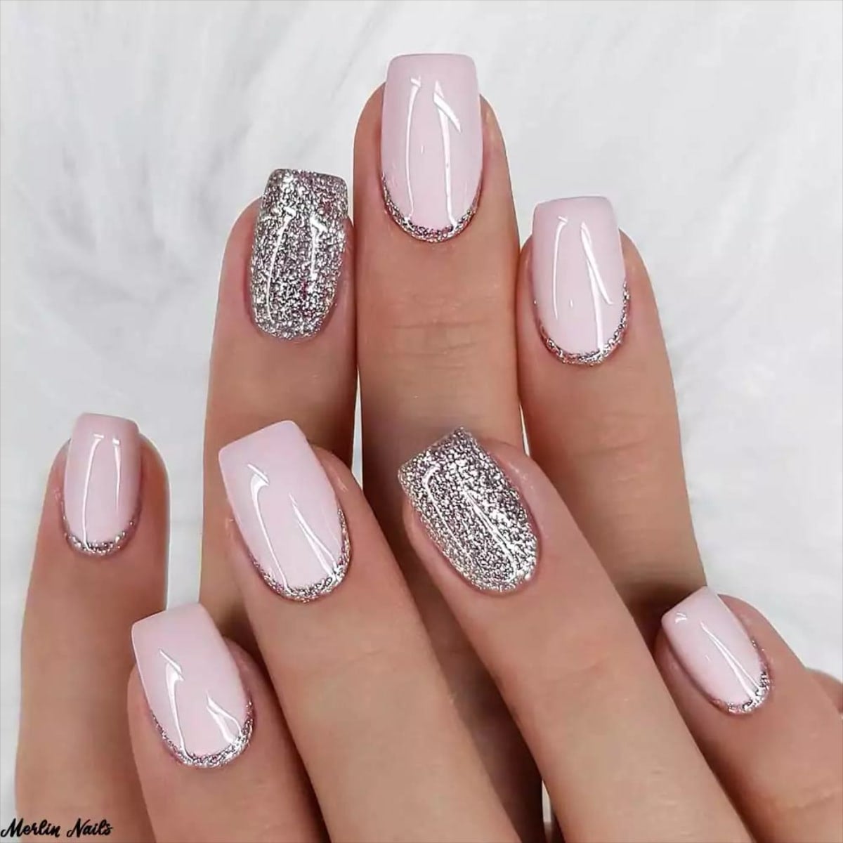 Short Square Glitter Accents Short Square Glitter Accents β New Years Nail Colors 2027
