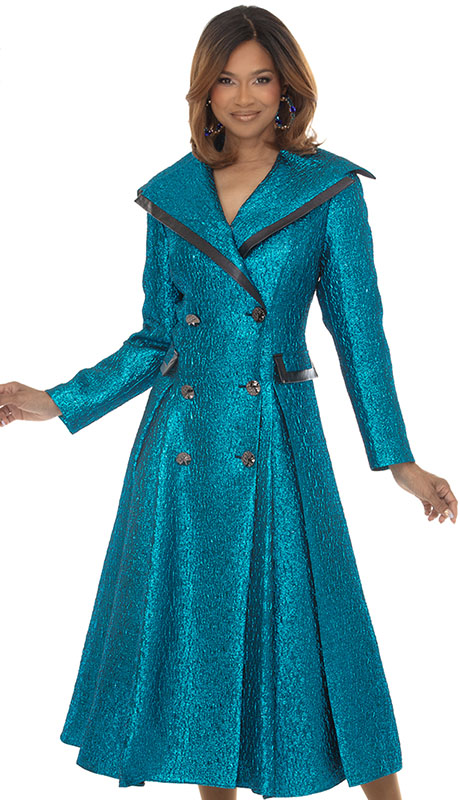 Metallic Teal Coat for an Elegant Church Statement — Winter Church Outfits