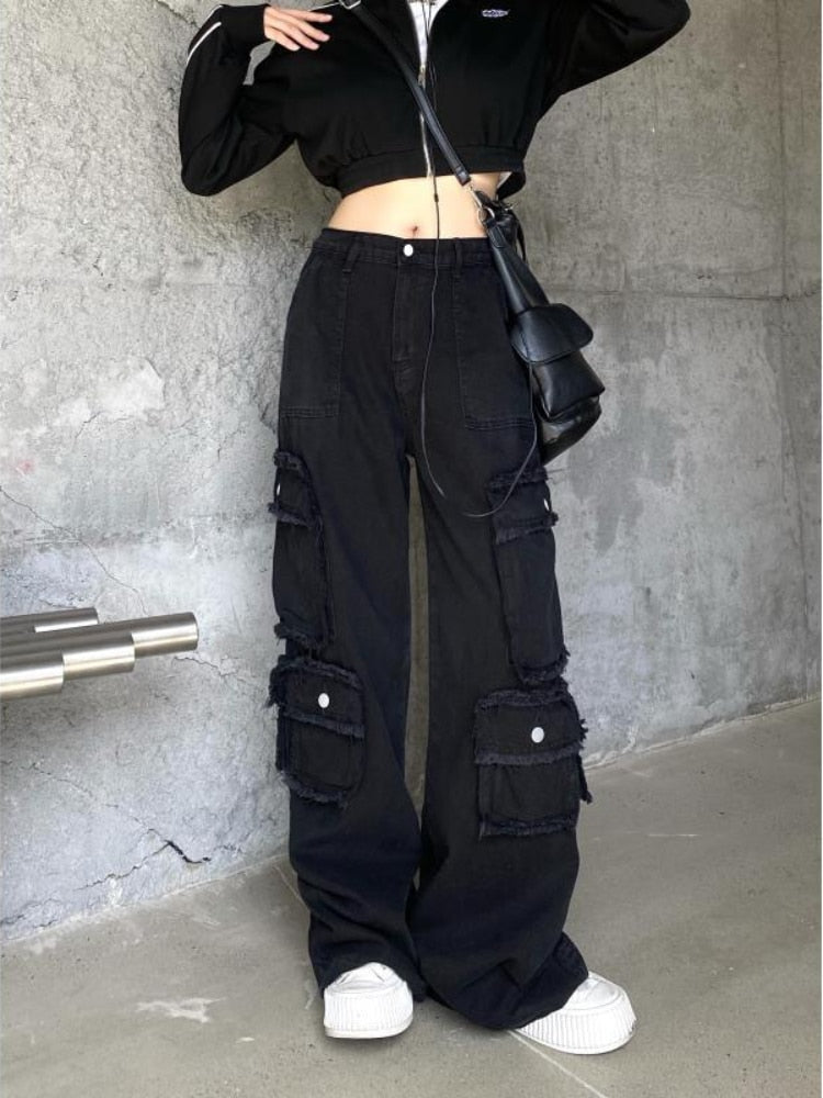 Distressed Cargo Pants with Cropped Jacket Distressed Cargo Pants with Cropped Jacket β Baddie Winter Outfits