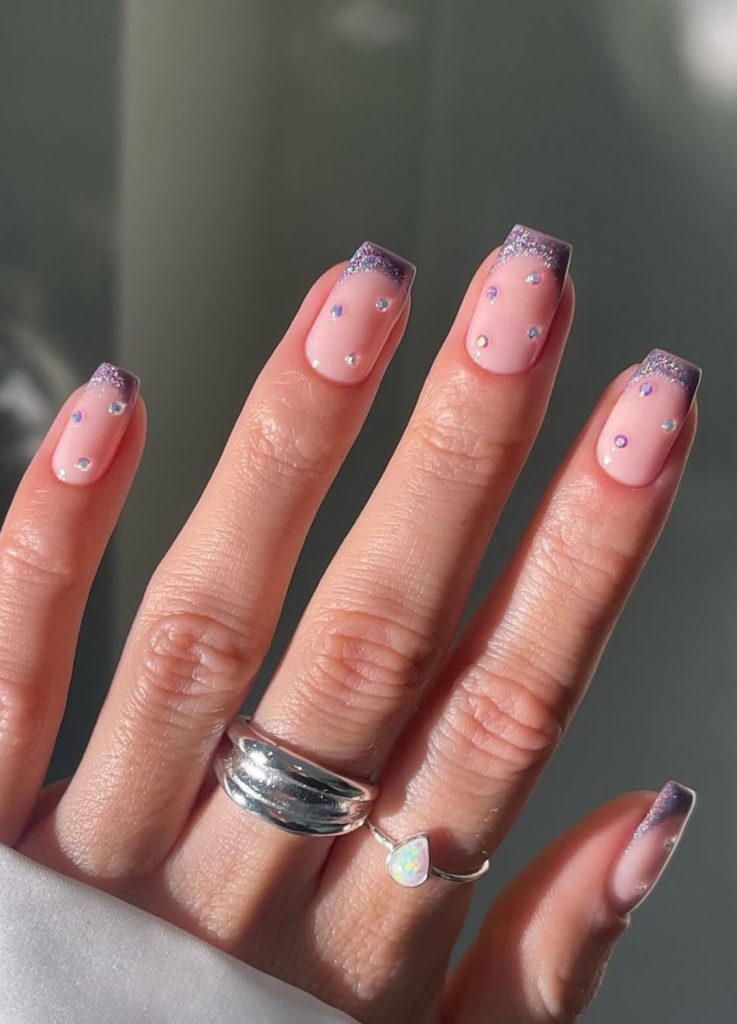 Pink Glitter Gradient Square Nails Pink Glitter Gradient Square Nails β New Years Acrylic Nails 2027