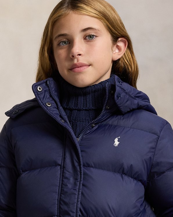 Warm Puffer Jacket over Ribbed Turtleneck — Winter School Outfits