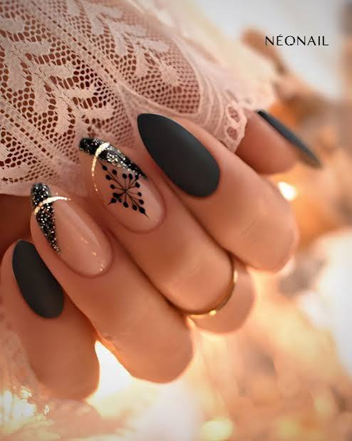 Matte And Glossy Visual Idea Matte And Glossy Visual Idea β Long Winter Almond Nails