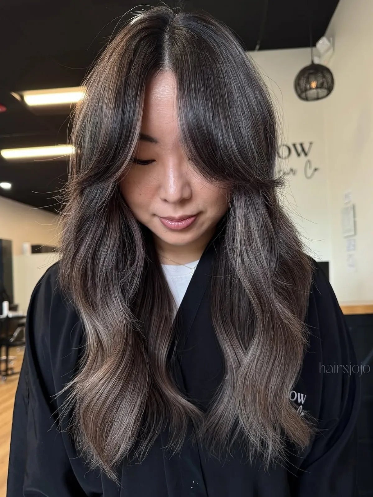 Loose Waves And Blowout Long Ash Brown With Ash Blonde Balayage Loose Waves And Blowout Long Ash Brown With Ash Blonde Balayage β Ash Brown Hair