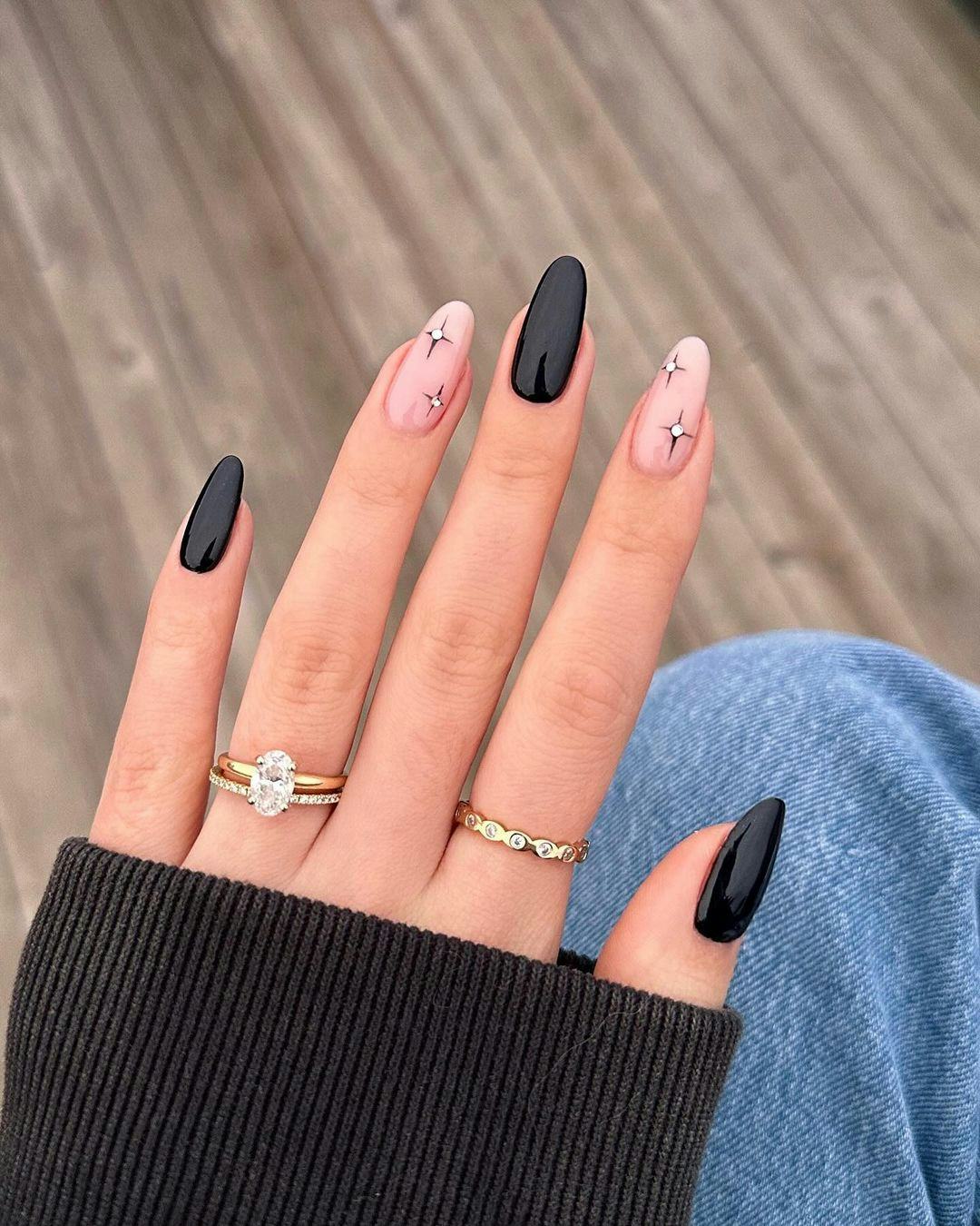 Split Black Pink Star Nails Split Black Pink Star Nails β Classy New Years Nails 2027