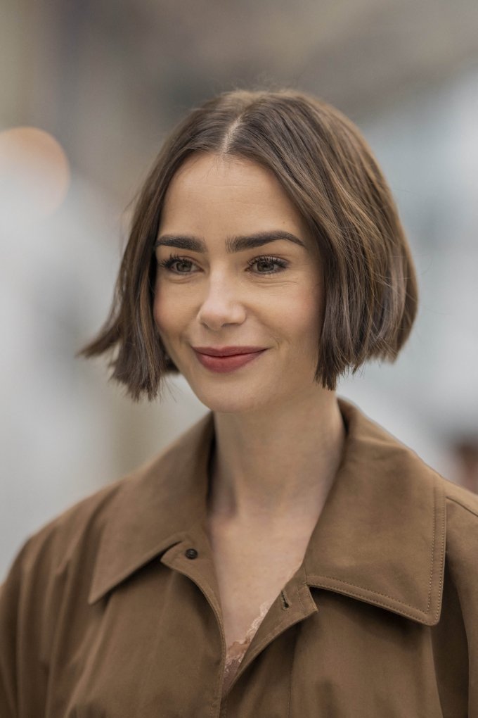Medium Brown Soft Tucked Chin Bob — Winter Haircuts for Girls