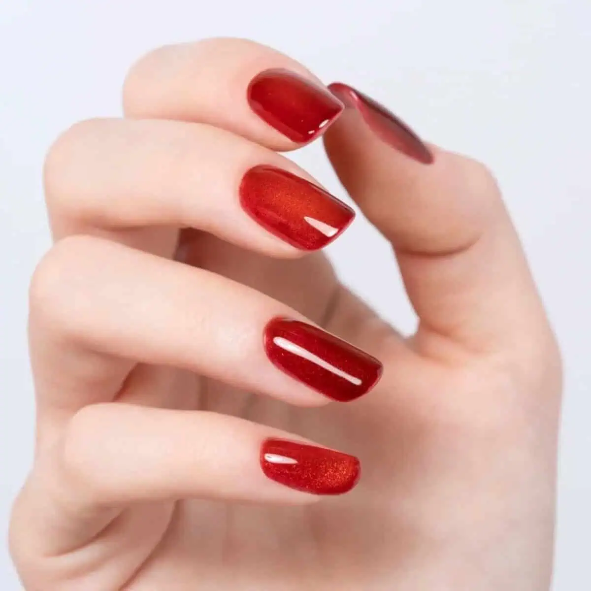 Medium Square Shimmering Red Glitter — Simple New Years Nails 2027