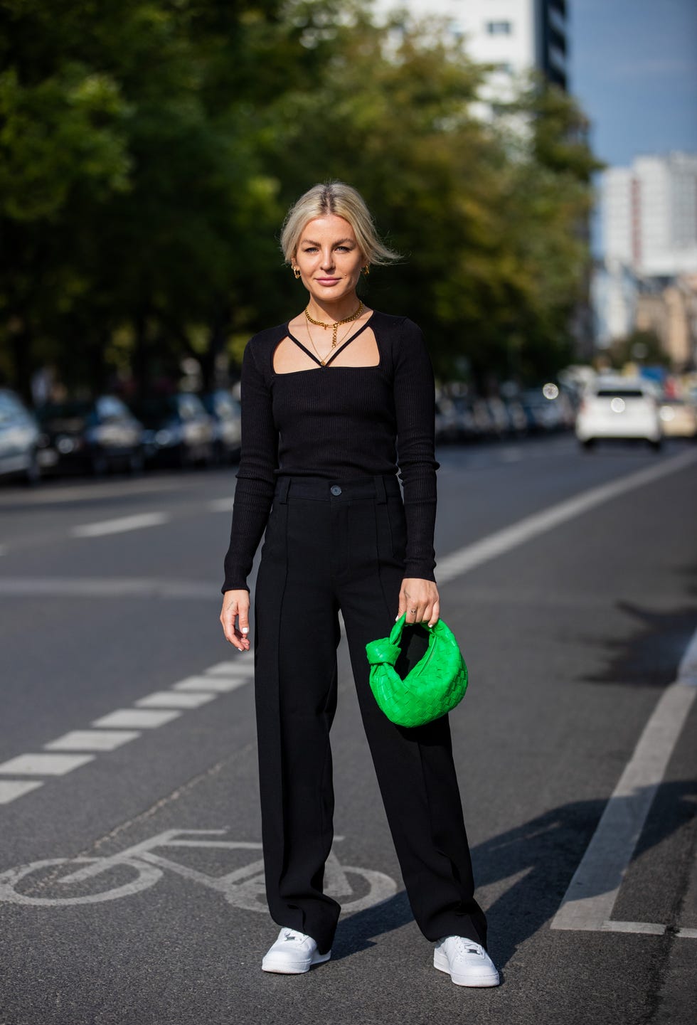 Voluminous White Skirt and Yellow Sneakers — Winter Outfits with Sneakers