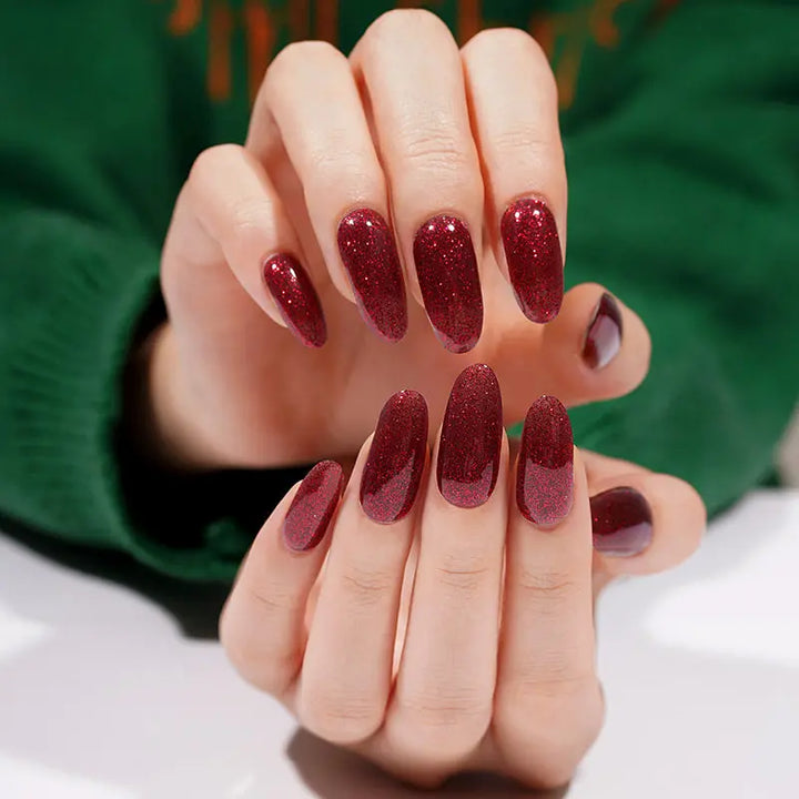 Deep Red Glitter Sparkle Deep Red Glitter Sparkle β Cherry Red Christmas Nails 2026