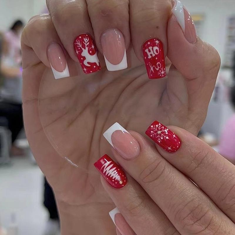 Short Square Festive Motifs — Cute New Years Nails 2027