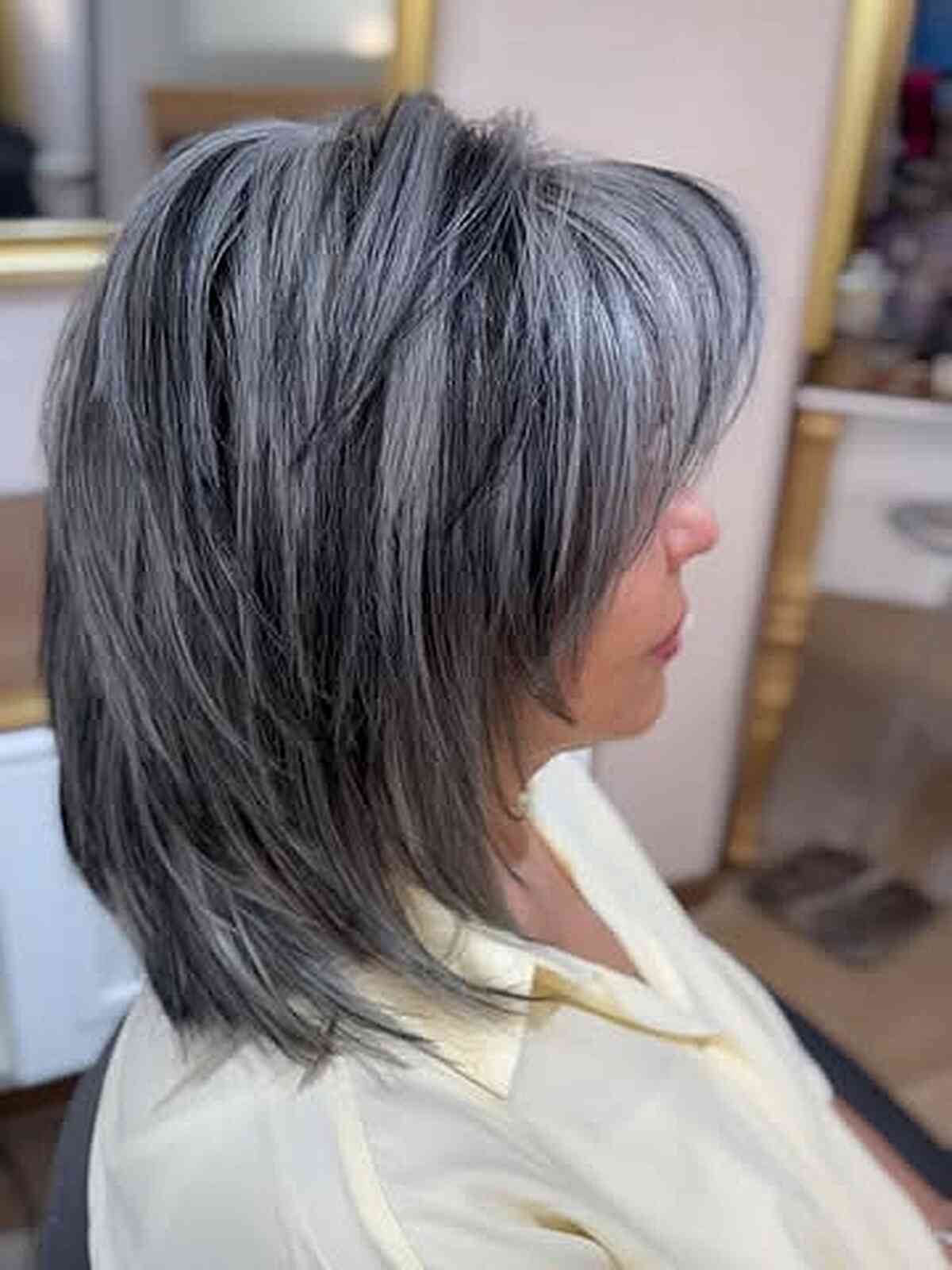 Layered Grey With Subtle Dimension — Winter Hair Colors for Women Over 70