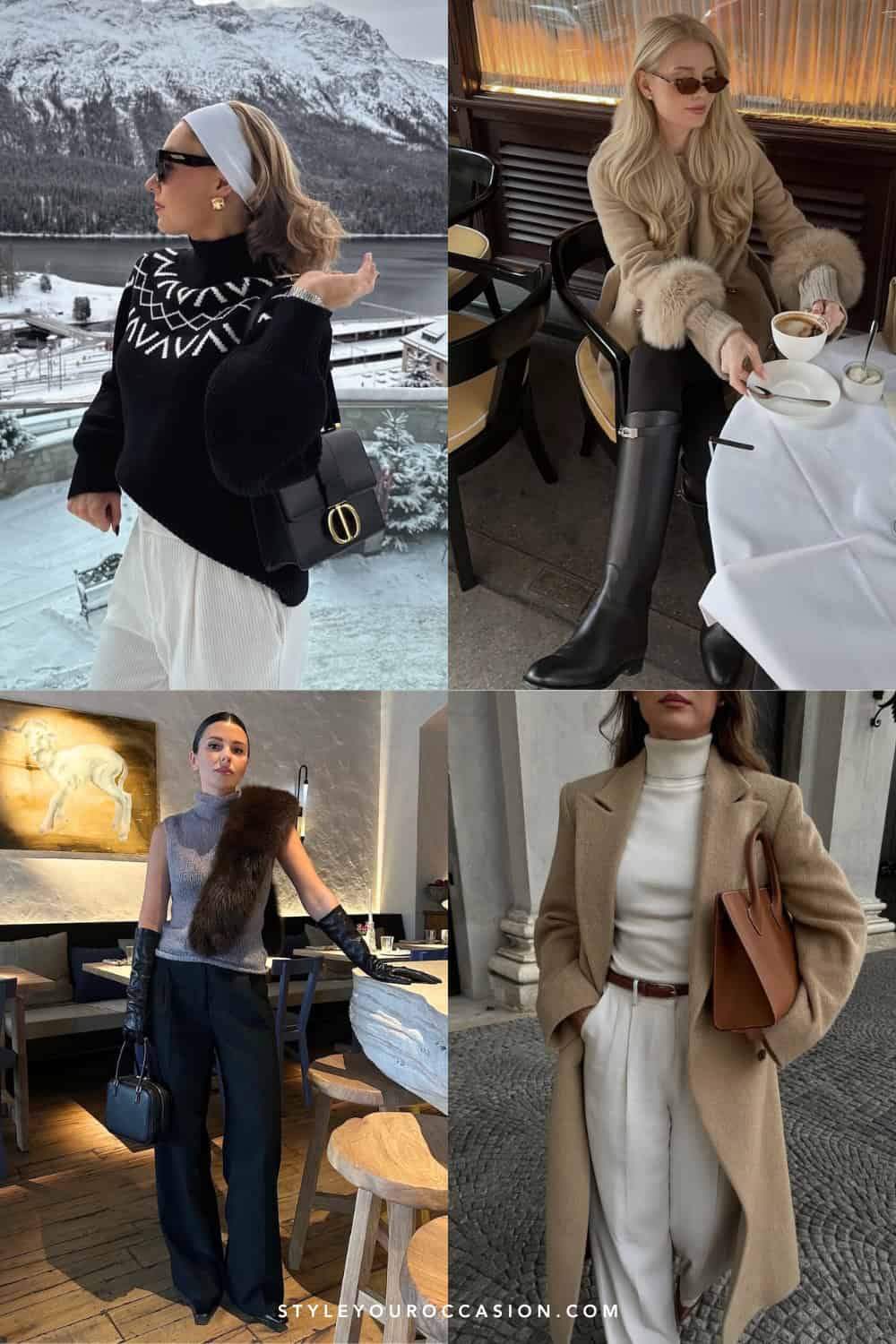 Graphic Black Turtleneck with White Corduroy Trousers Graphic Black Turtleneck with White Corduroy Trousers β Warm Winter Outfits