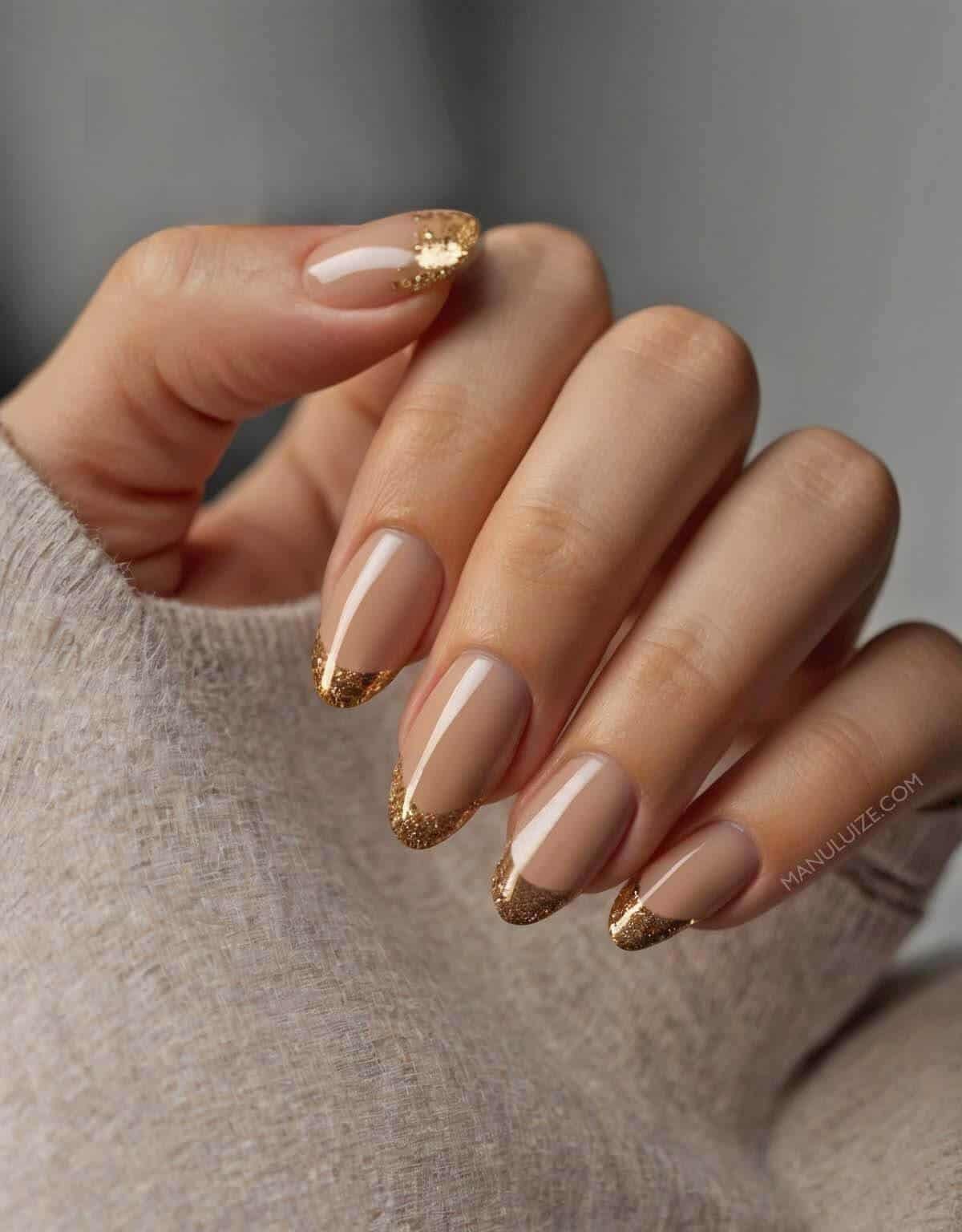 Glitter Accents On All Nails Visual Idea — Winter Ombre Nails