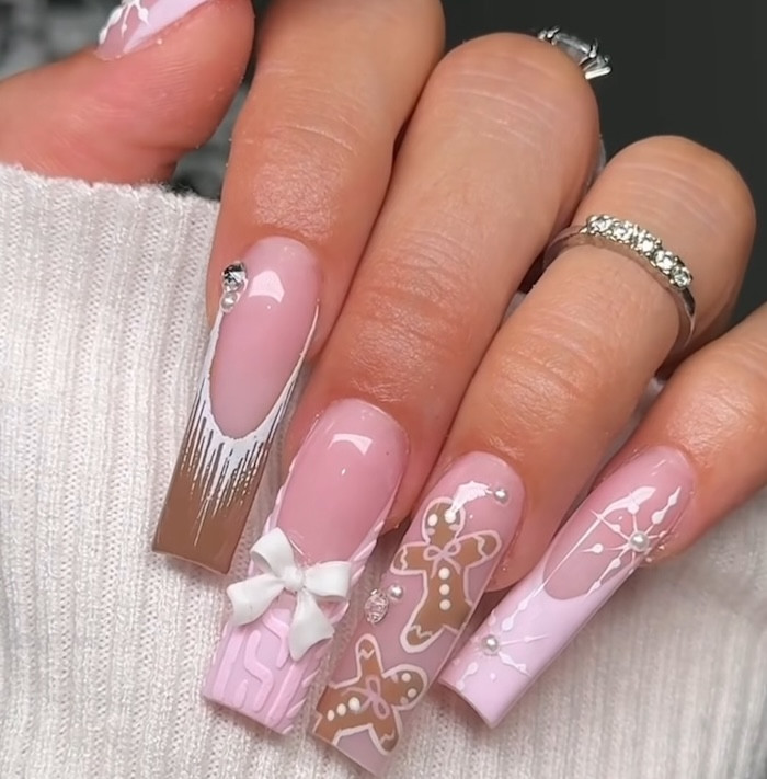 Gingerbread Man Christmas Nails Gingerbread Man Christmas Nails β Christmas Square Nails 2026