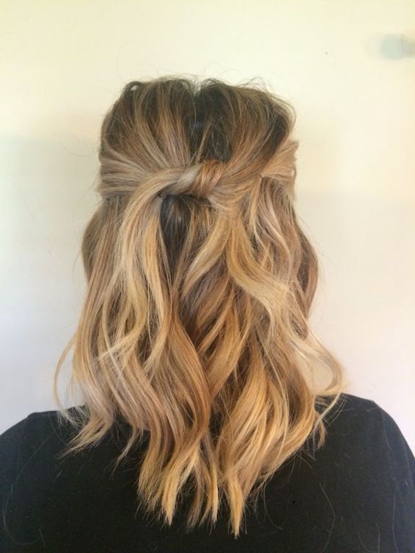 Blonde Balayage Visual Idea — Winter Half Up Half Down Hairstyles