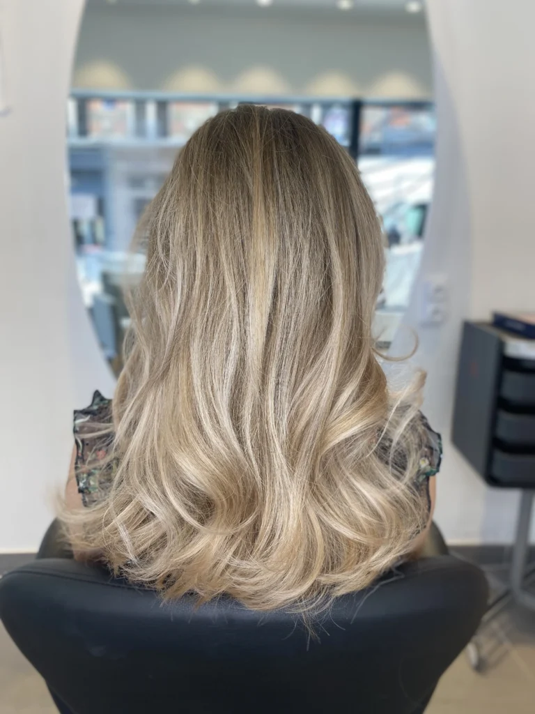 Mid-Back Medium Blonde with Ash Balayage Mid-Back Medium Blonde with Ash Balayage β Winter Balayage