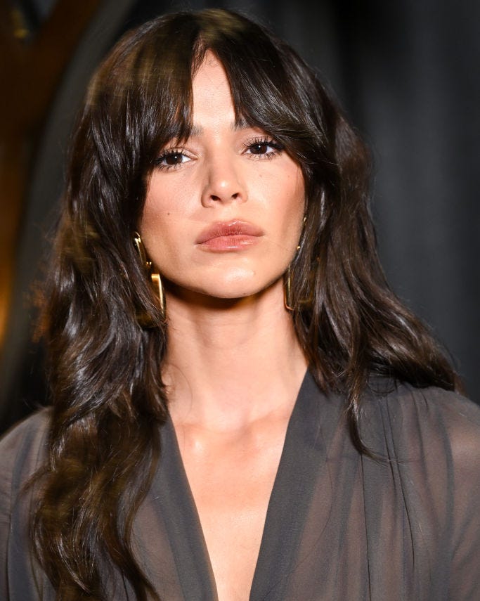 Dark Brown Long Side-Swept Bangs Loose Waves Dark Brown Long Side-Swept Bangs Loose Waves β Winter Layered Haircuts