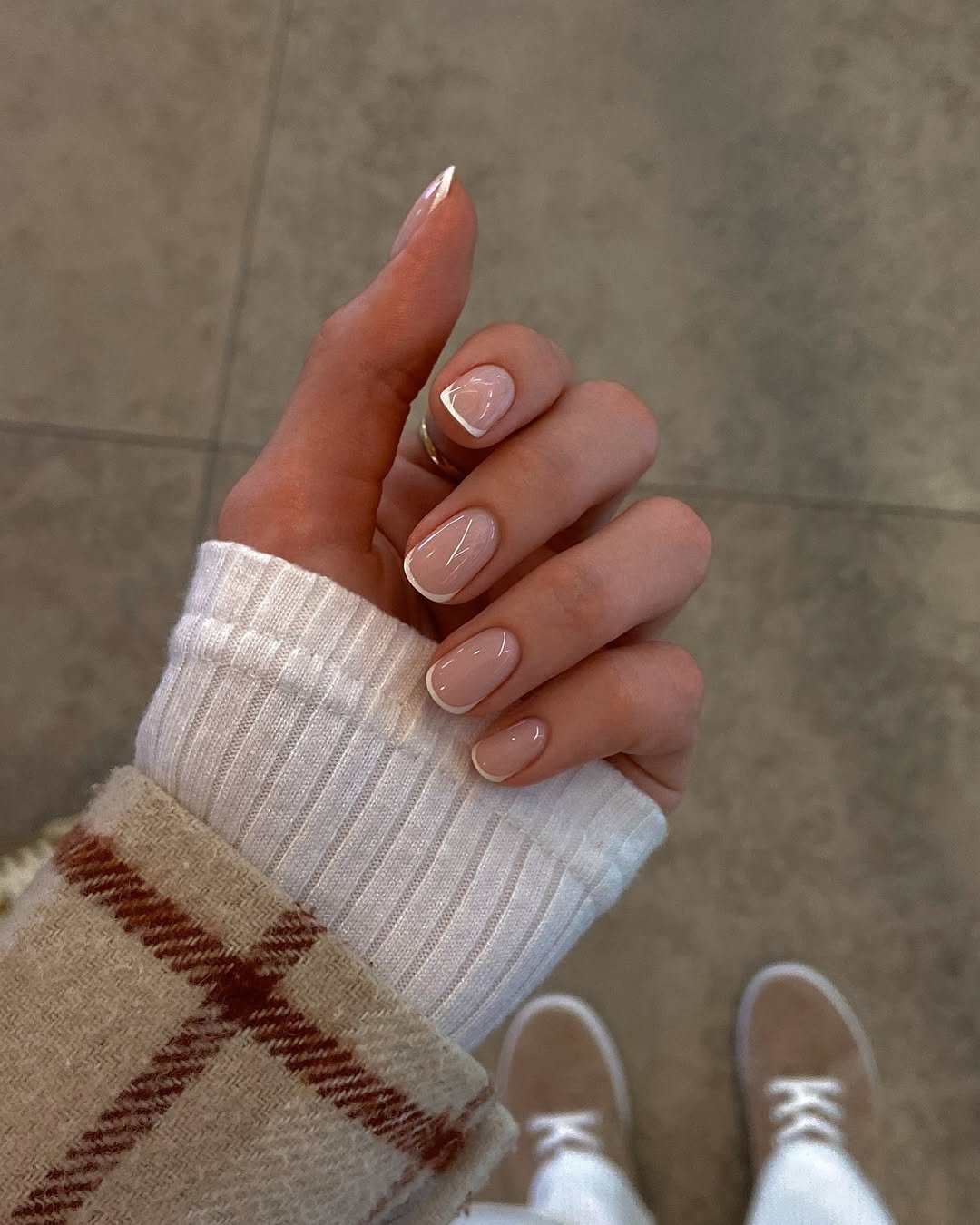 Milky Pink French Short Rounded Square Milky Pink French Short Rounded Square β Old Money Winter Nails