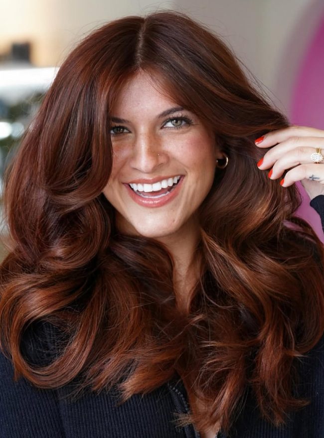 Mahogany Brown With Copper Auburn Highlights — Mahogany Hair Color