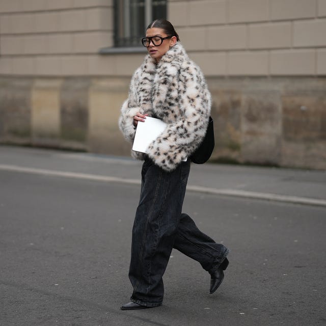 Bold Leopard Print Jacket with Baggy Jeans and Pointed Boots — January Outfits