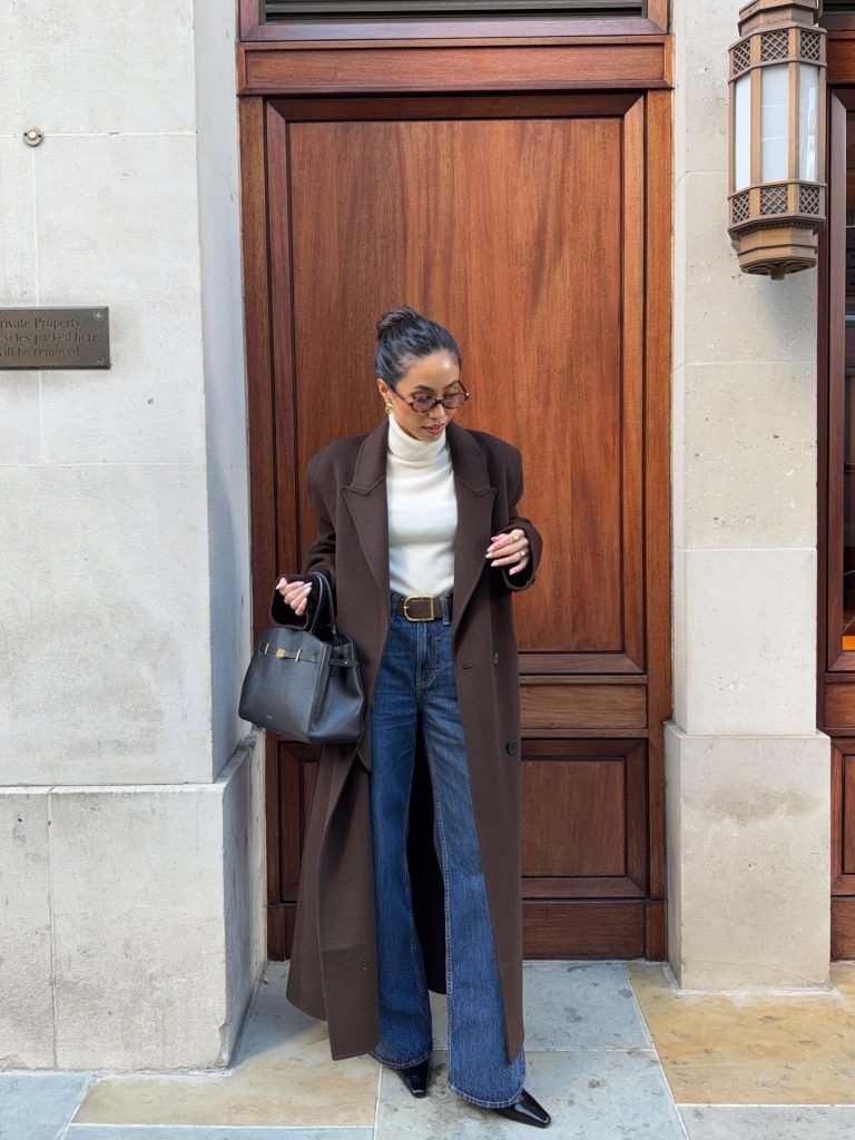 Oversized Brown Wool Coat with Wide-Leg Jeans Oversized Brown Wool Coat with Wide-Leg Jeans β Classy Winter Outfits