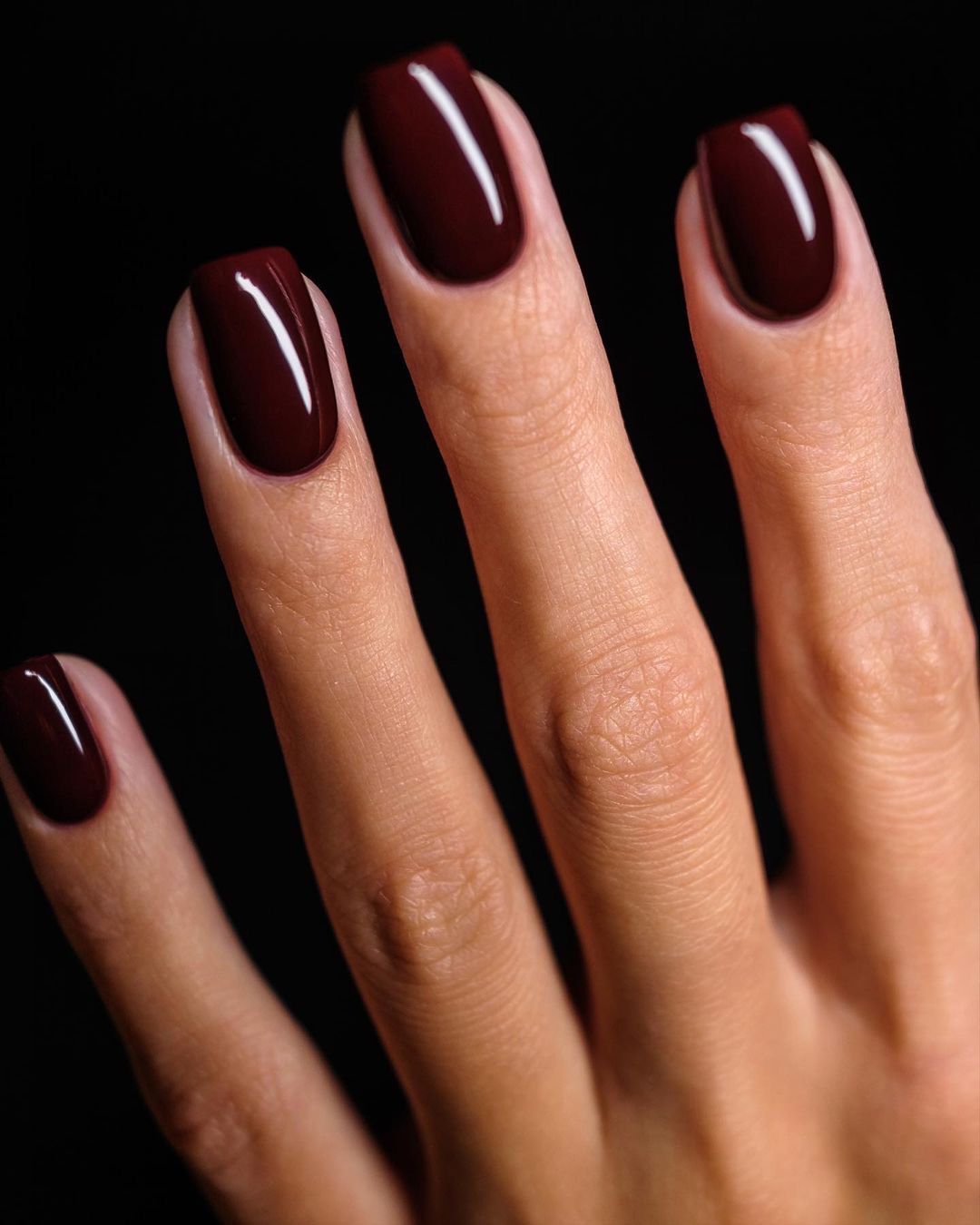 Deep Burgundy Glossy Square Nails Deep Burgundy Glossy Square Nails β Winter Nail Colors