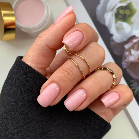 Glossy Light Pink Shimmer Short Square Nails Glossy Light Pink Shimmer Short Square Nails β New Years Square Nails 2027