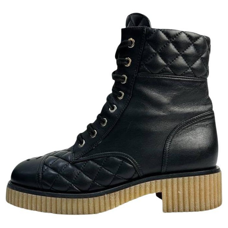 Quilted Leather Boots with Ribbed Sole — Combat Boots Outfits