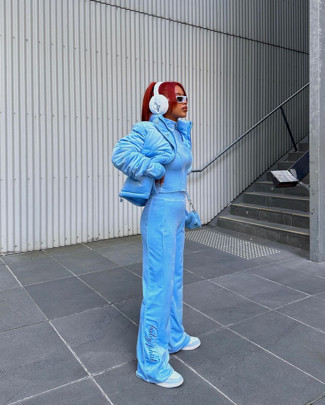 Velour Tracksuit and Puffer Jacket for a Y2K Streetwear Vibe Velour Tracksuit and Puffer Jacket for a Y2K Streetwear Vibe β Y2K Winter Outfits