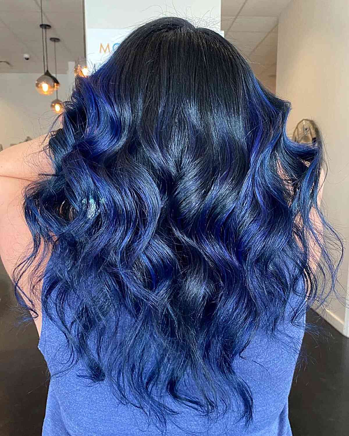 Dark Base With Deep Blue Highlights Dark Base With Deep Blue Highlights β Winter Hair Colors for Blue Eyes
