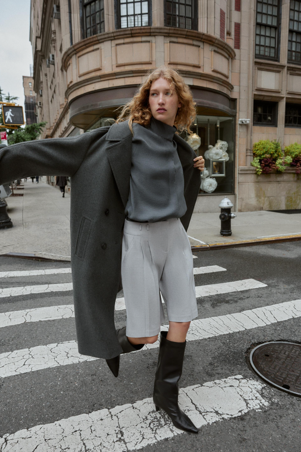 Monochrome Grey: Oversized Coat and Tailored Shorts — Europe Winter Outfits