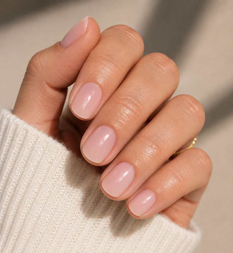Sheer Milky Pink Winter Round Nails Sheer Milky Pink Winter Round Nails β Short Winter Round Nails