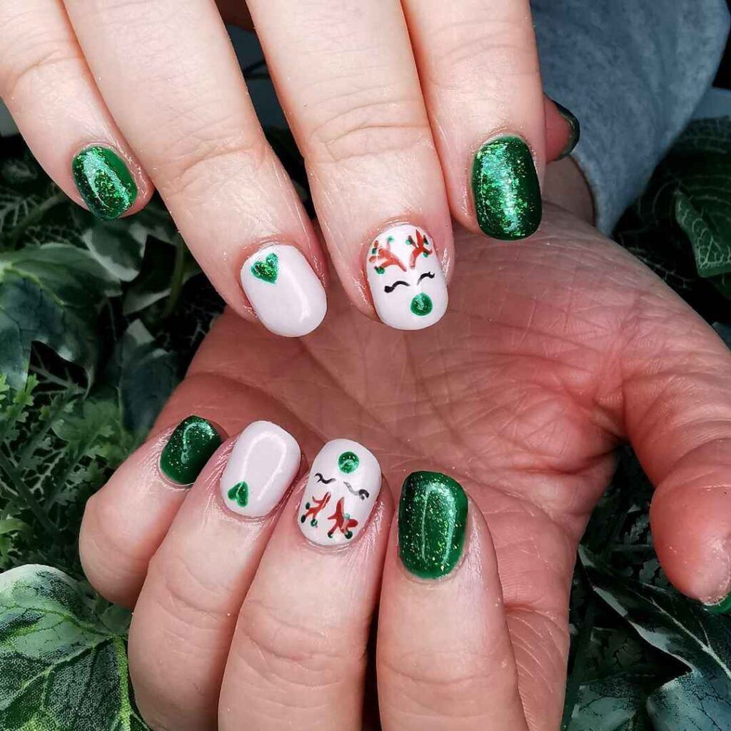 Pale Pink White And Metallic Green Visual Idea Pale Pink White And Metallic Green Visual Idea β Red and Green Christmas Nails 2026
