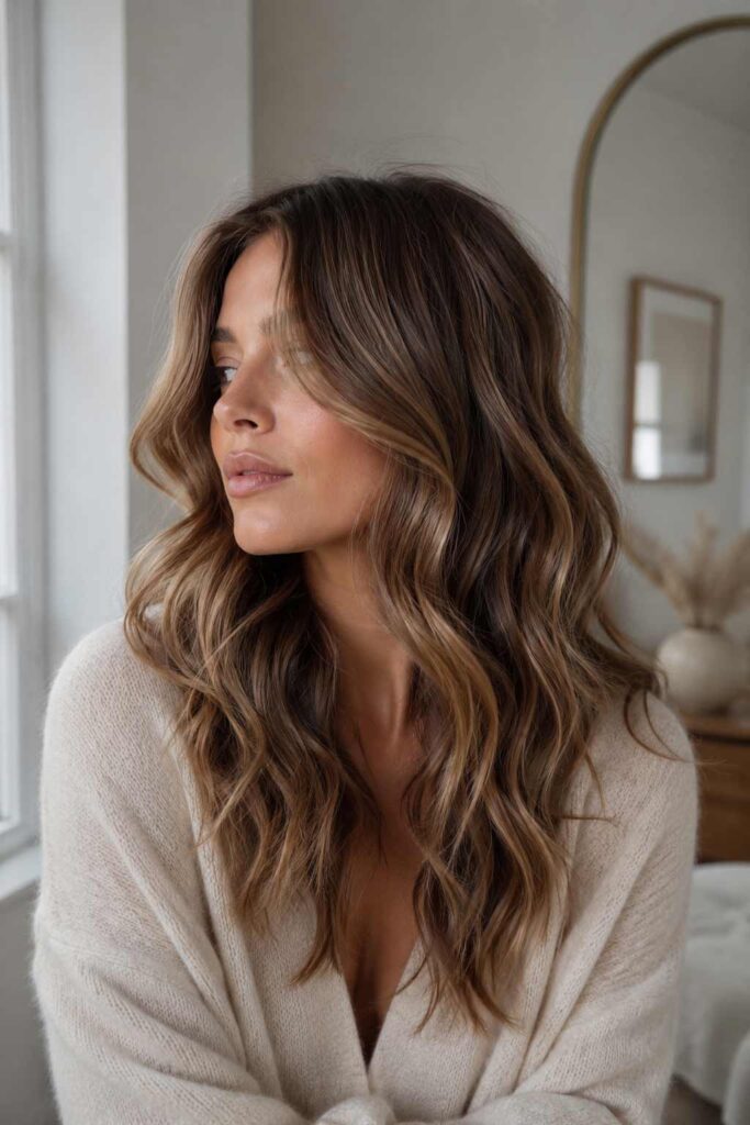 Long Layers with Voluminous Balayage Waves Long Layers with Voluminous Balayage Waves β Winter Haircuts for Women