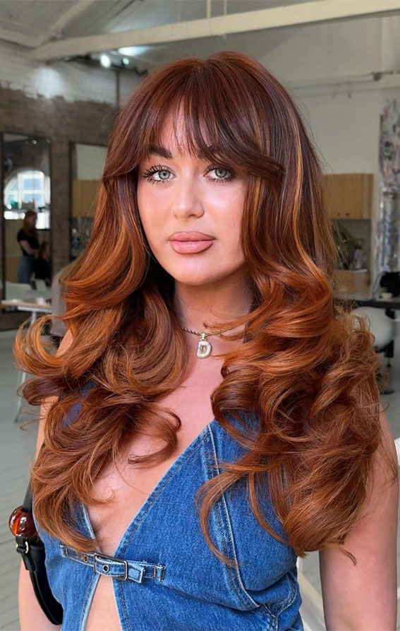 Fiery Auburn With Golden Highlights — Winter Auburn Hair Color