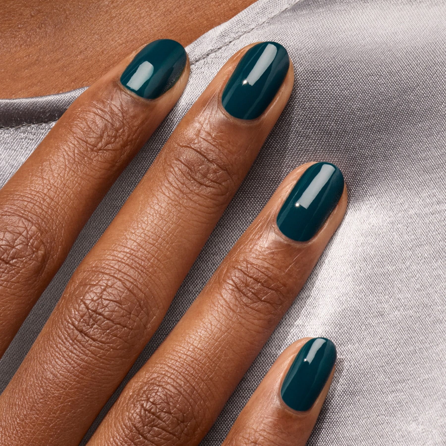 Short Rounded Square Teal Green — Dark Green Winter Nails