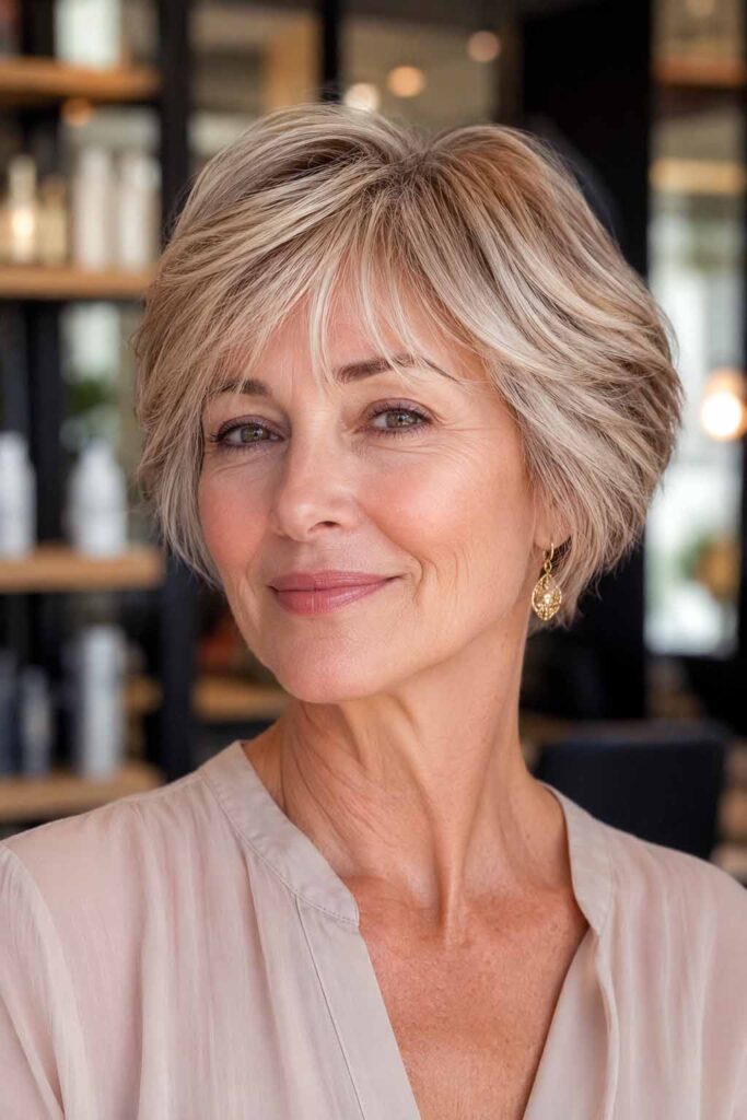 Ear-Length Pixie Bob With Wispy Bangs Ear-Length Pixie Bob With Wispy Bangs β Winter Haircuts for Thin Hair