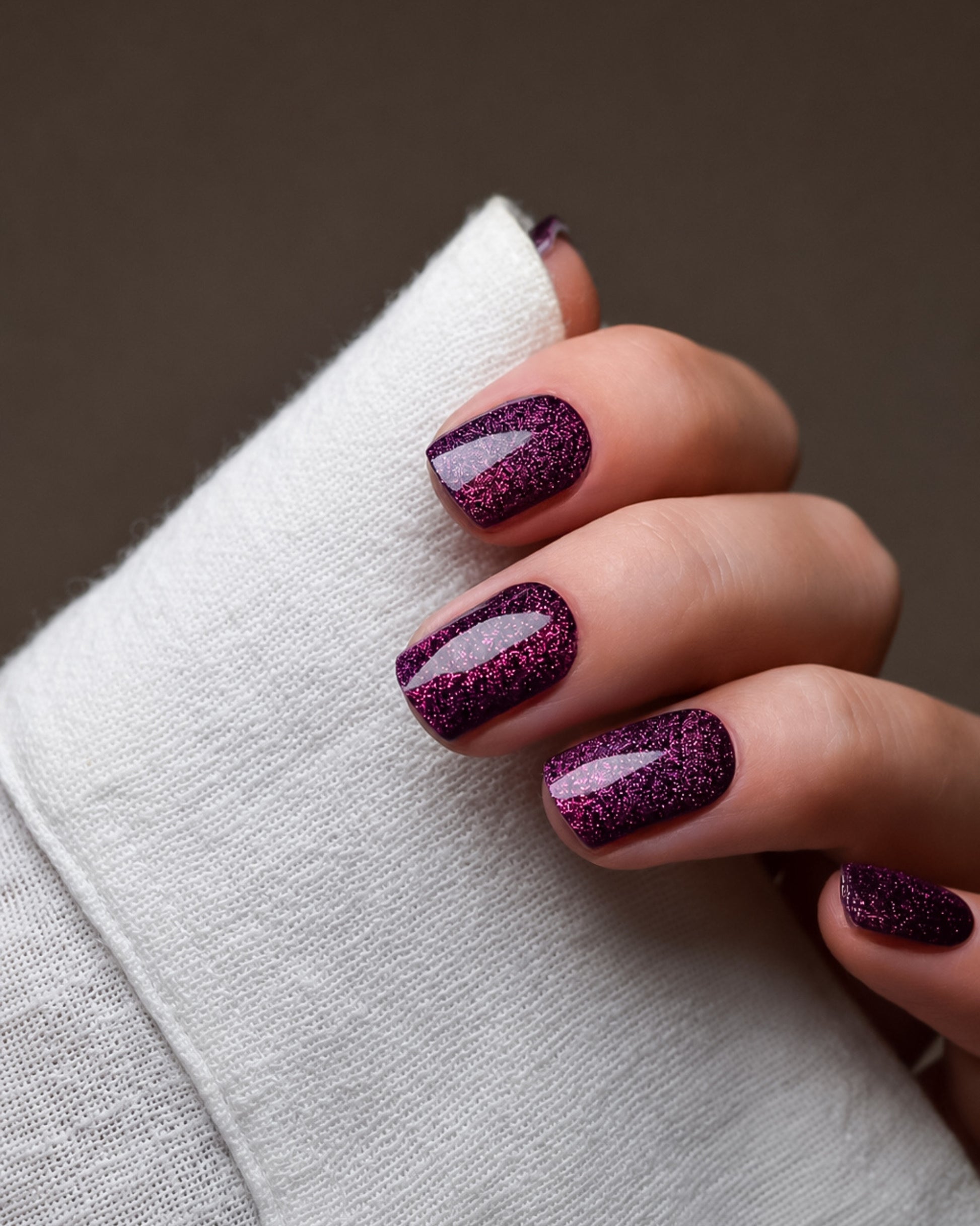 Short Oval Deep Red Pink Glitter Short Oval Deep Red Pink Glitter β Black Cherry Nails