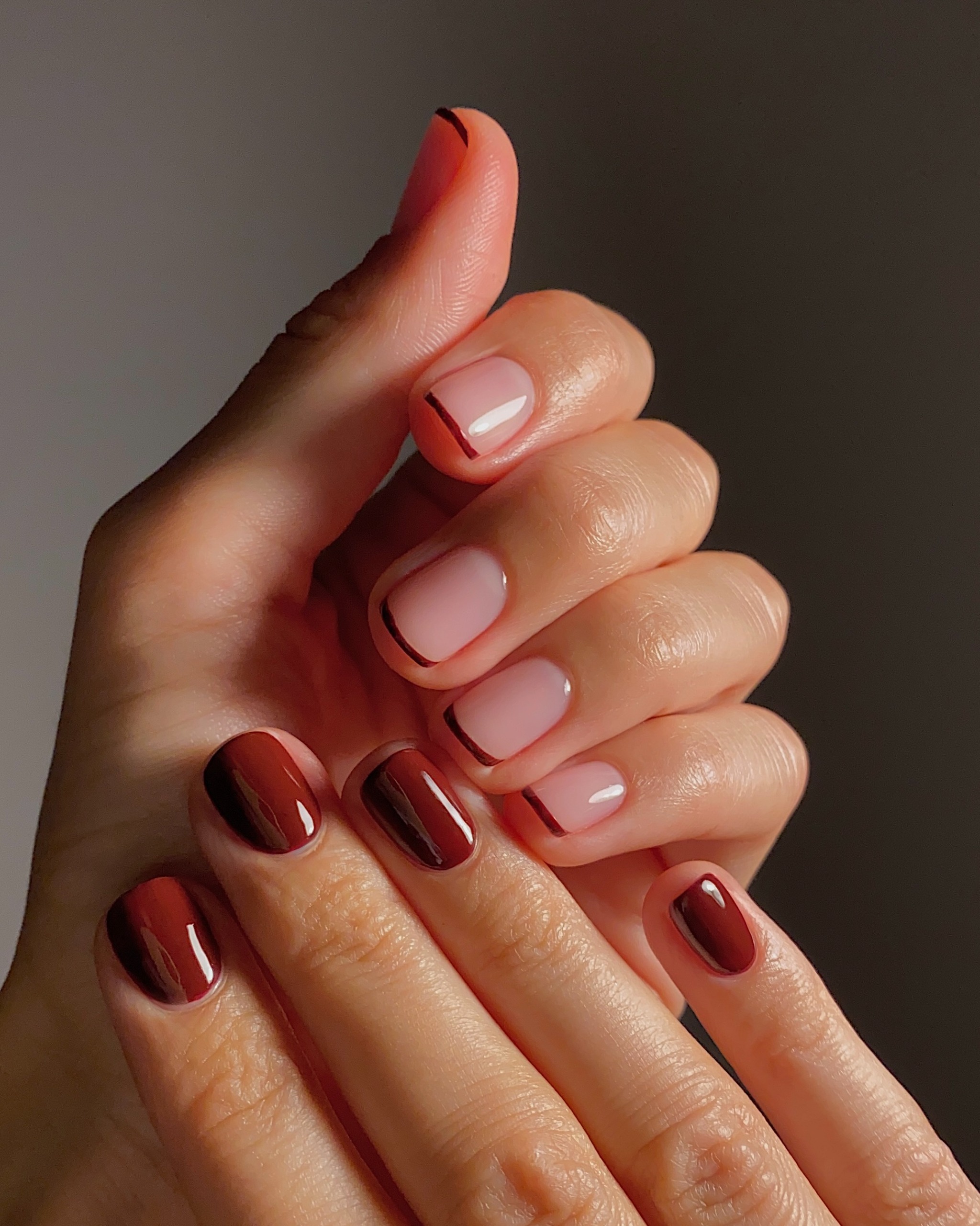 Sheer Pink Dark Brown French Tip Nails Sheer Pink Dark Brown French Tip Nails β Winter Nail Colors