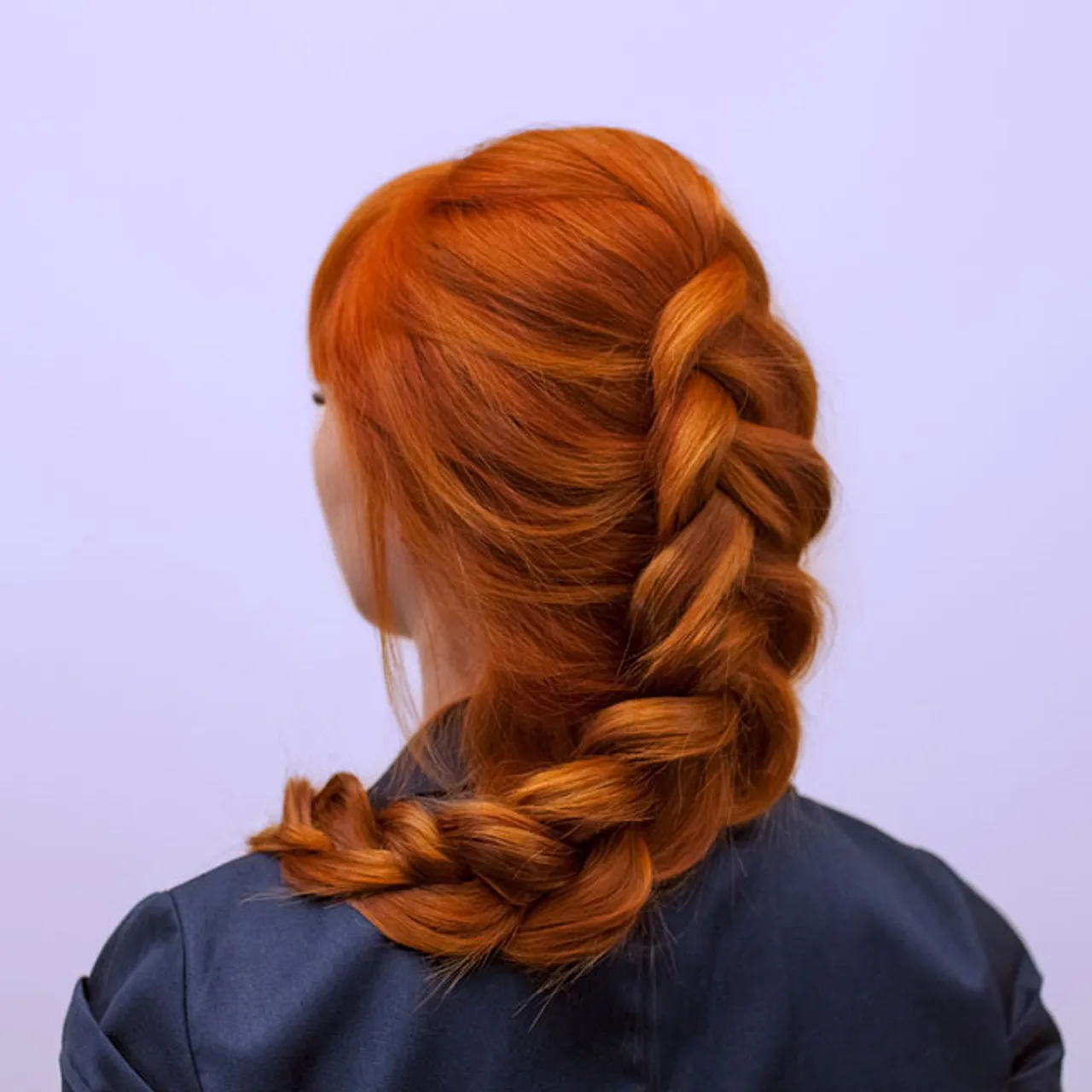 Vibrant Copper Dutch Braid with Bangs — Winter Twist Hairstyles