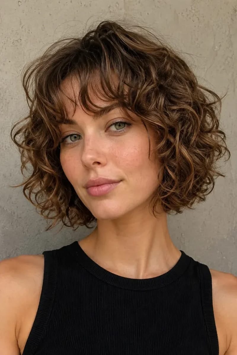 Chin Bob Wavy With Curtain Bangs — Fall to Winter Hair Colors