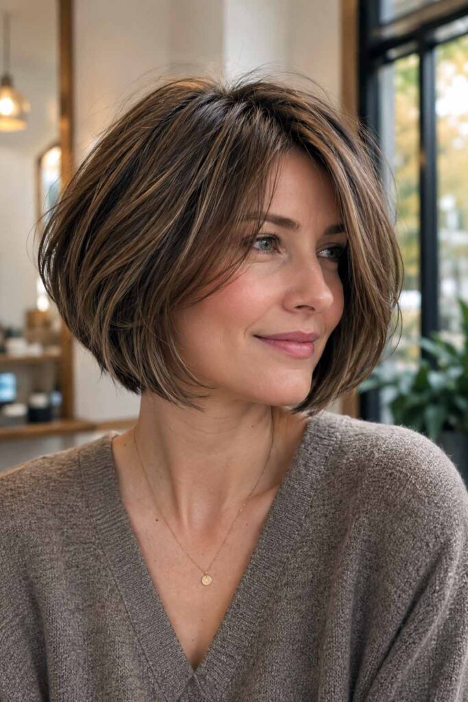 Classic Chin Length Bob With Blunt Bangs — Winter Hairstyles for Thin Hair