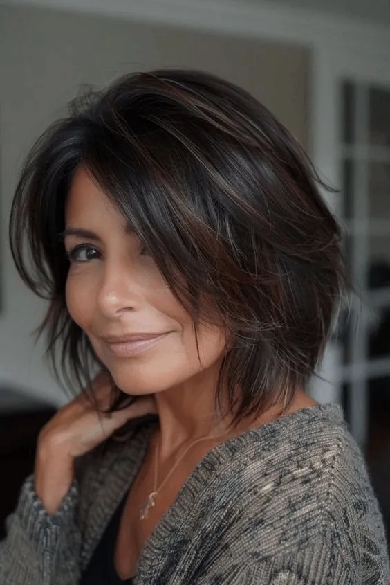 Shag With Face-Framing Layers Shag With Face-Framing Layers β Winter Hairstyles for Women Over 50