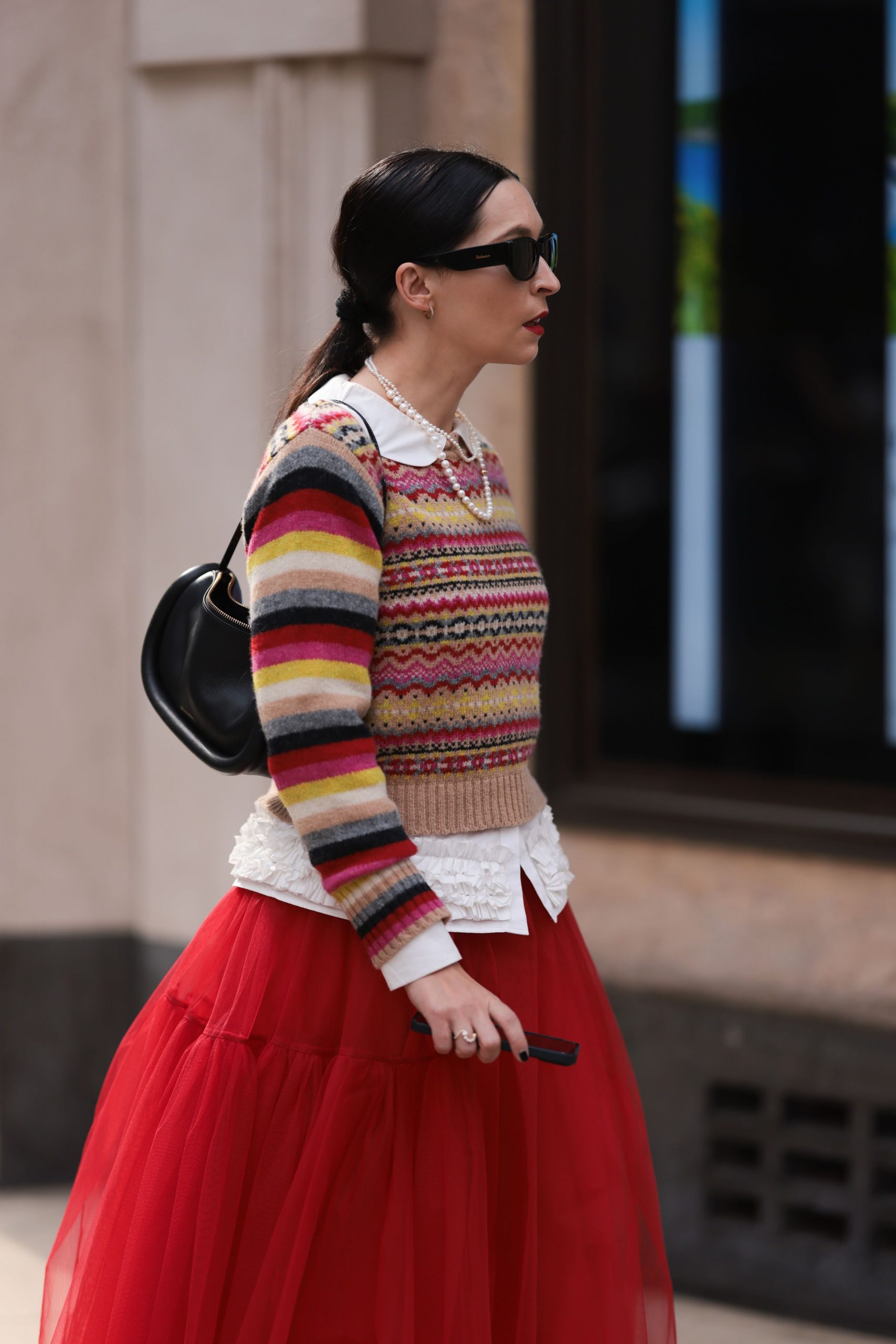 Tulle Skirt and Stripes: Playful Winter Contrast — London Winter Outfits