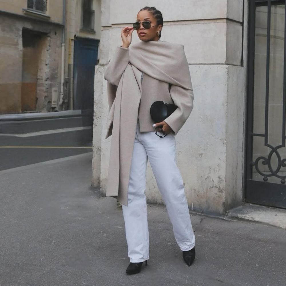 Neutral Tones with an Oversized Scarf Layer — NYC Winter Outfits