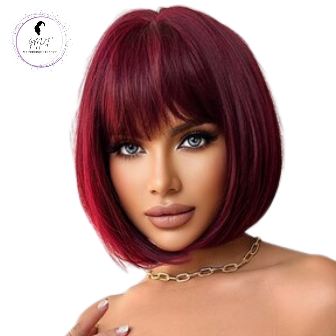 Bold Burgundy Bob With Blunt Bangs — Burgundy Hair Color