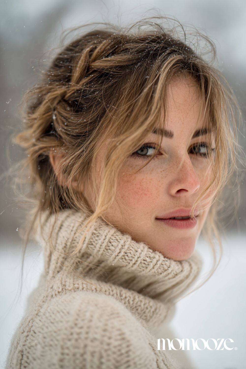 Blonde Wavy Braided Updo With Wispy Bangs Blonde Wavy Braided Updo With Wispy Bangs β Winter Braided Hairstyles