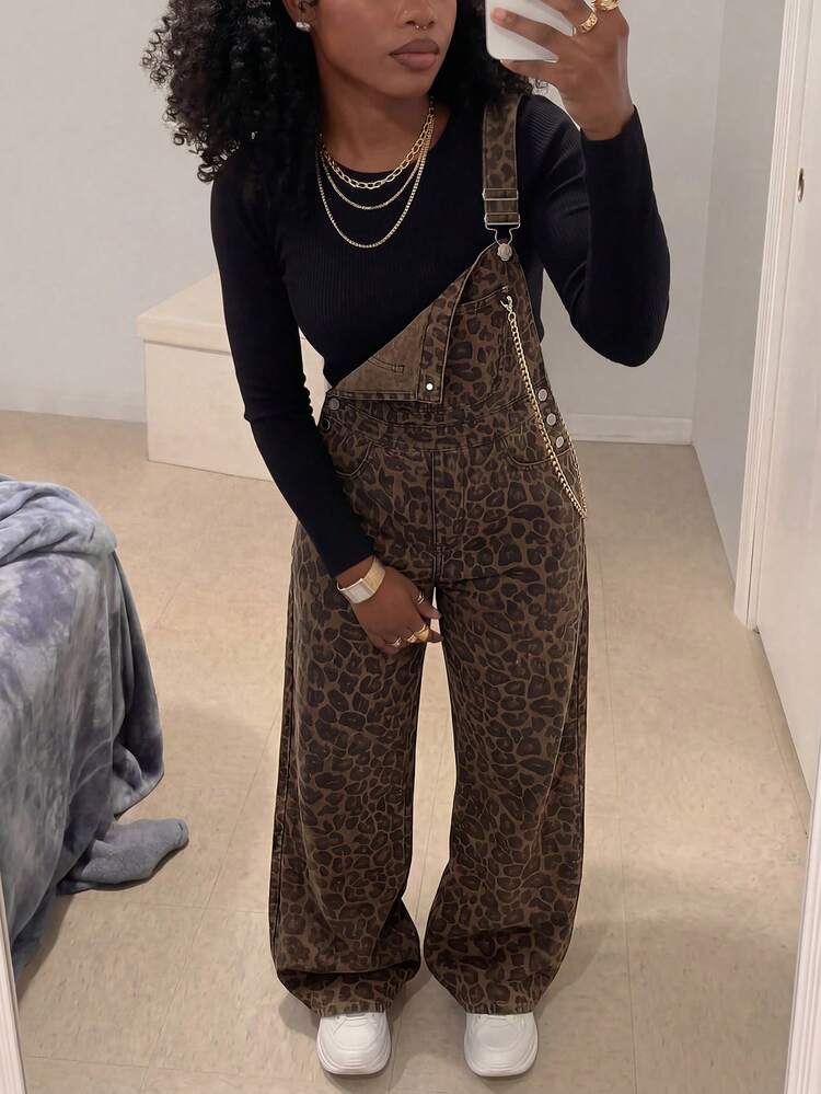 Leopard Print Overalls for a Bold College Statement — Winter College Outfits