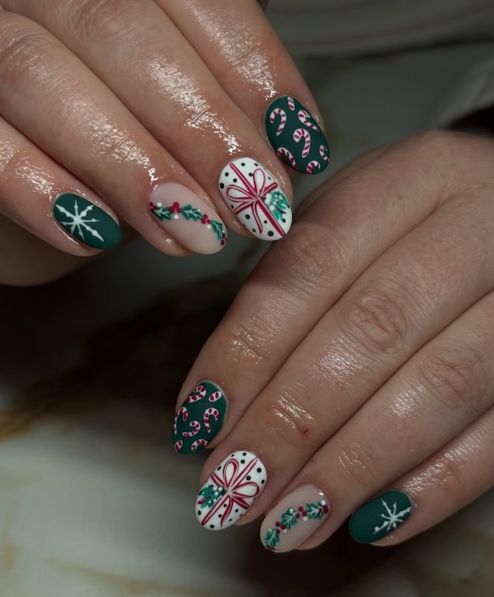 Matte Glossy Mix Holiday Designs Matte Glossy Mix Holiday Designs β Easy Christmas Nails 2026